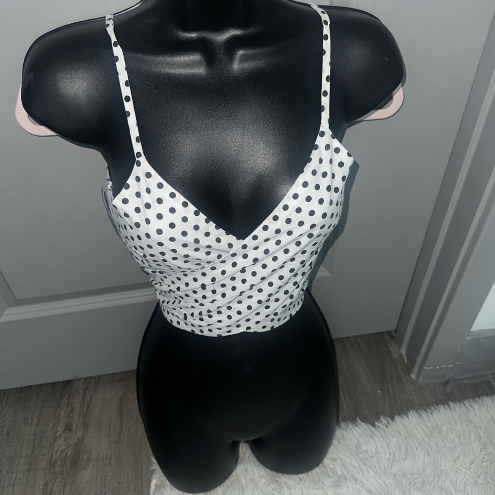 Lovers + Friends White Polka Dot Crop Top